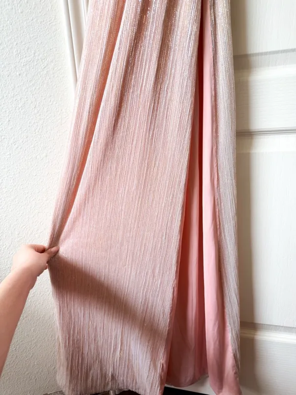 Gemeli‎ Power Metallic Gown Maxi Backless Rose Gold Size 6 GUC - Image 3