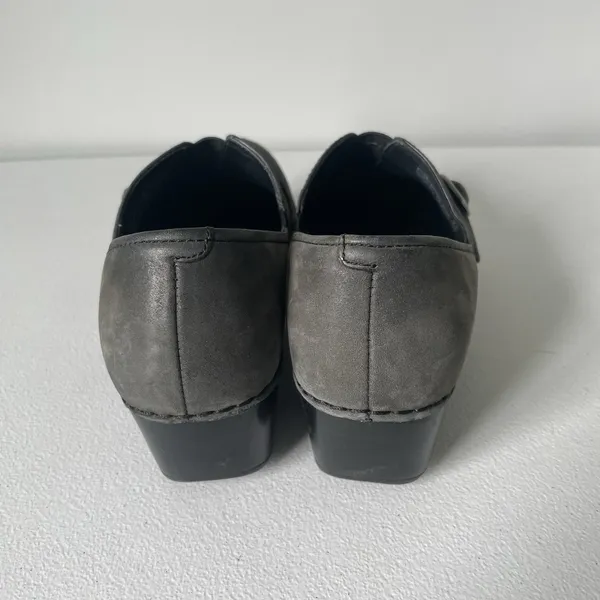 Dansko Tamara Slip-On Clogs Shoes Buckle Black Gray Suede Leather Women's 37 - Image 4