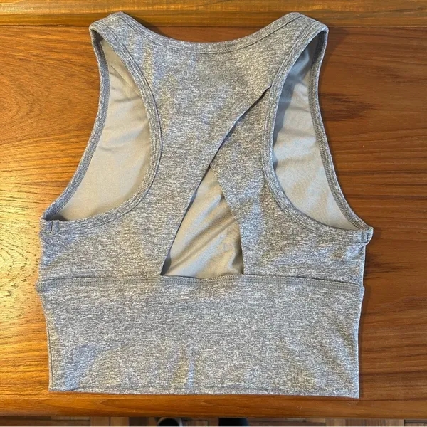Celestial Bodiez Cropped High Neck Bra Top in Gray with a Cut Out Back - Image 3