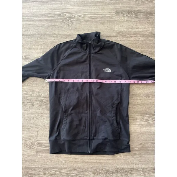 The North Face Full Zip Track Jacket Womens S/M Black Mock Neck Stretch Logo - Image 9