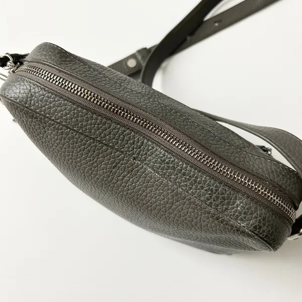 AllSaints Captain Crossbody Bag 100% Cow Leather Grey Small Adjustable Strap - Image 6