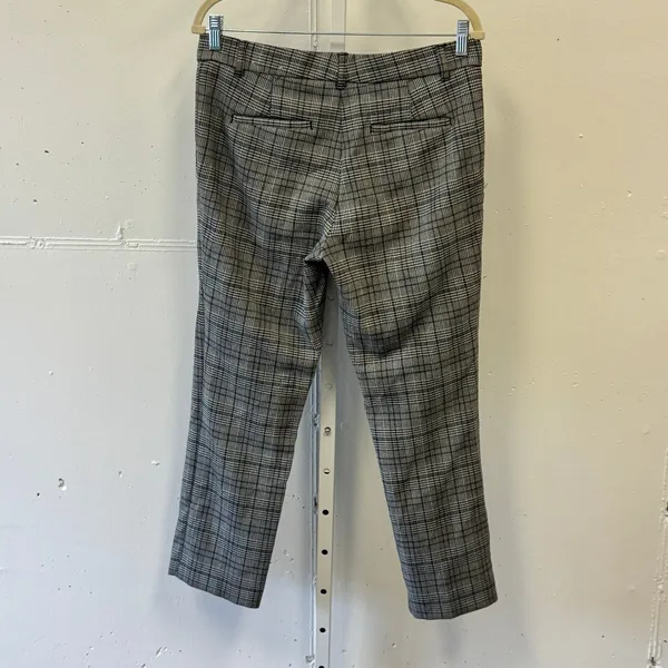Ann Taylor Grey Glen Plaid Ankle Trousers Women's 6 Stretch Slim Dress Pants - Image 2