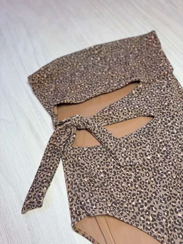 Aerie Ribbed Leopard Print Cut-Out One-Piece Swimsuit - Image 2