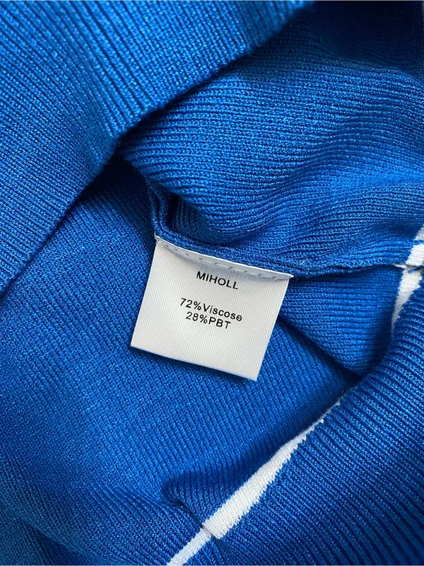 Sleeveless Ribbed Tank Top in Bright Blue with White Trim - Image 7