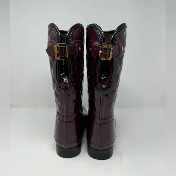 Hunter Refined Gloss Quilted Rain Boots Size US 8 - Image 6