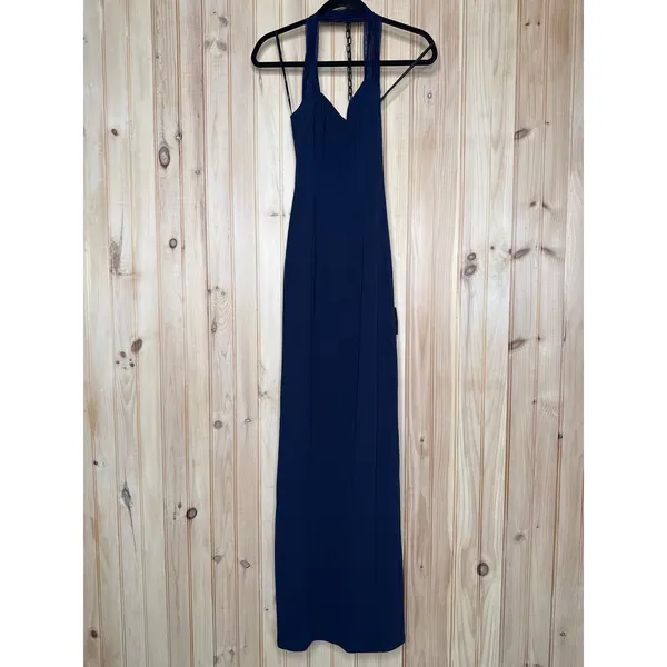 NWT Lulus Tove Navy Halter Neck Column Maxi Dress Holiday Wedding Party Sz XS - Image 4