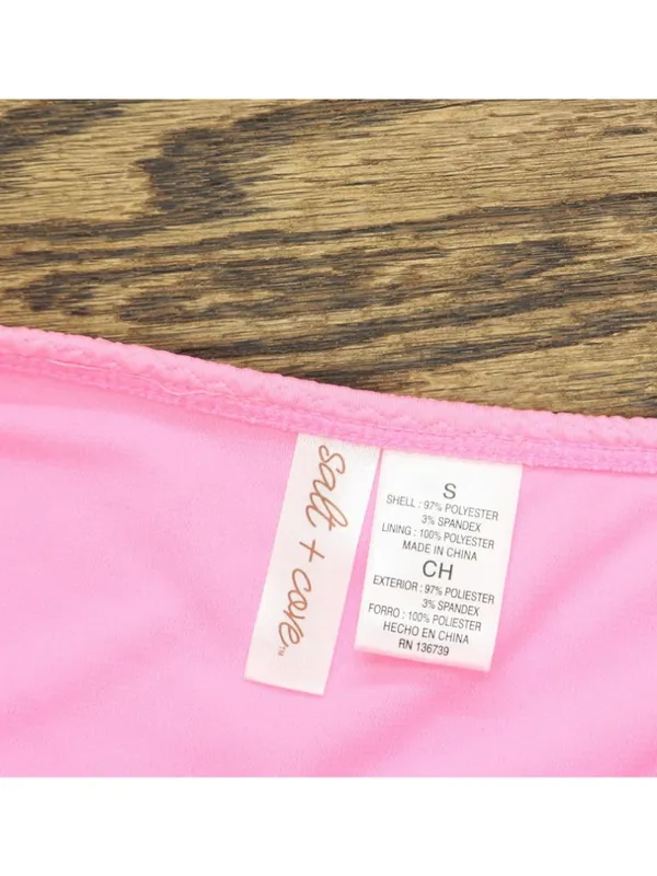NWT Salt + Cove Juniors Wavy V-Front Hipster Bottoms Swim Bright Rose Pink S - Image 6