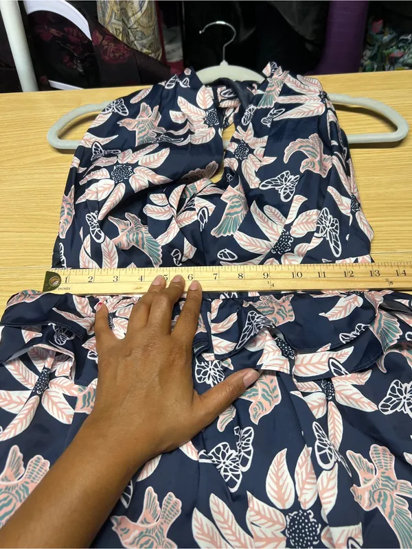 Outerknown Bailey Dress Size 2 Navy Floral Halter Ruffle Mini Dress NWT - Image 15