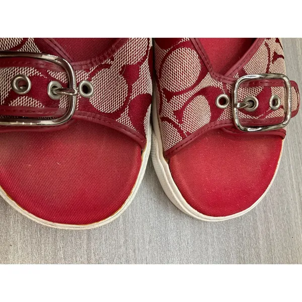 Coach Bonny Signature Red Canvas Slide Sandals - Image 7