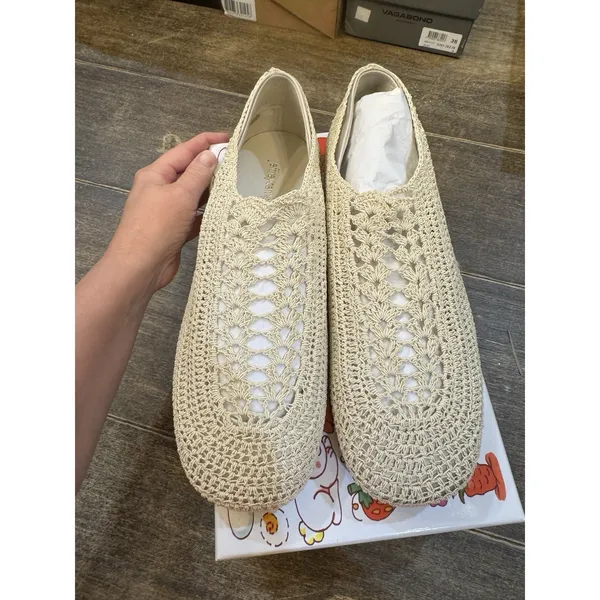 New Jeffrey Campbell Nantucket Knit Crochet Flats in Cream Ivory Womens Size 10M - Image 7