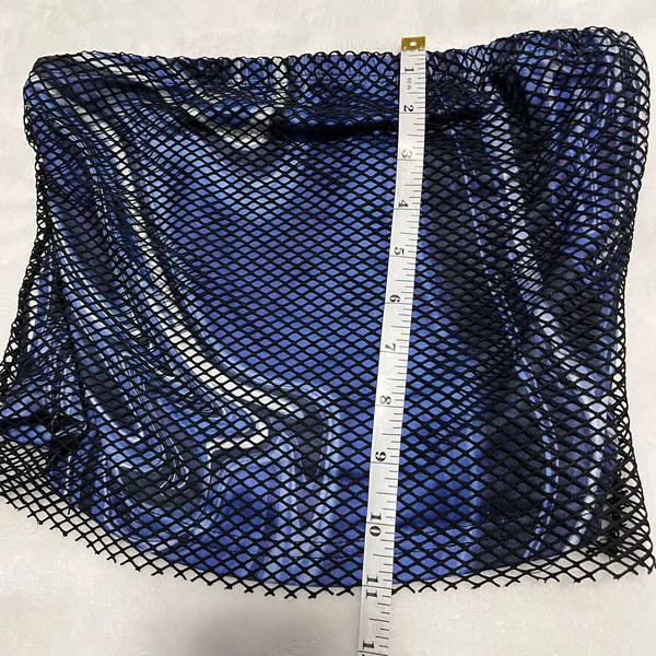 Retro Goth Midnight Swirl Y2K Tube Top Sleeveless Strapless Fish Net Sz S EUC - Image 5