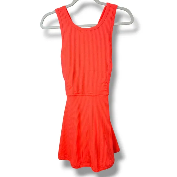 NEW Free People Movement Neon Coral Kiss My Ace Tennis Dress Sporty Romper XS - Image 5