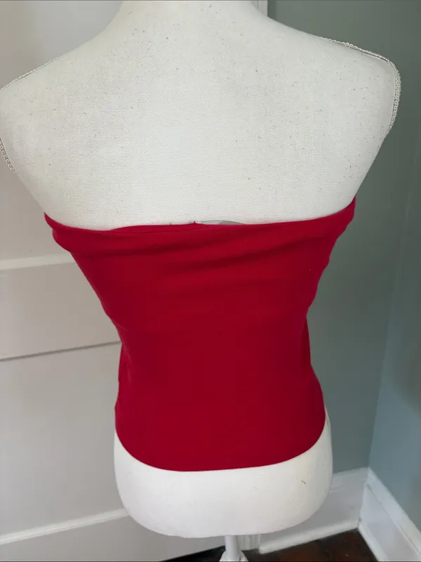 Madden Girl Red Strapless Bear Flag Tube Top Size Large - Image 4