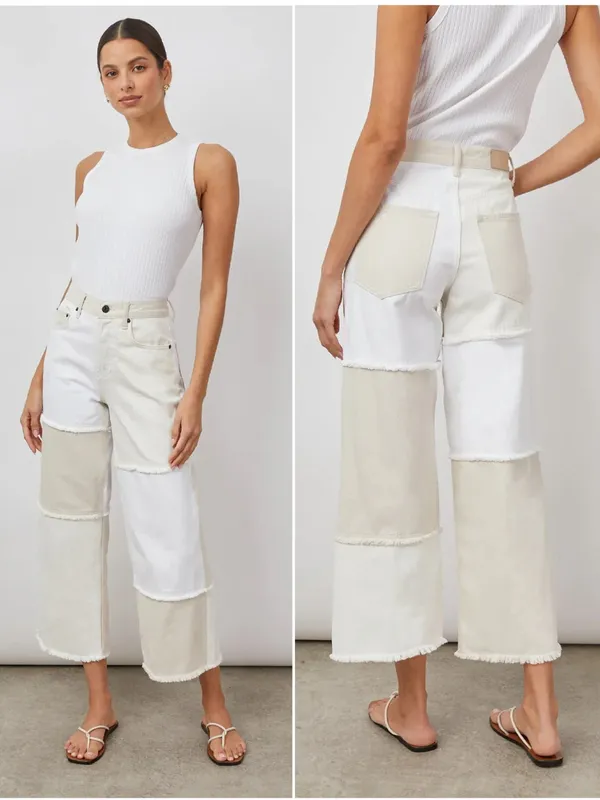 Rails The Getty Crop Wide Leg in Ecru Patchwork Size 25 - Image 2