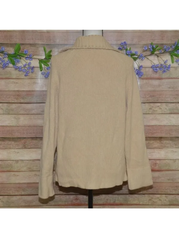 BTFBM Womens Tan Ribbed Knit High Neck Quarter Zip Sweater Size M So Soft Casual - Image 4