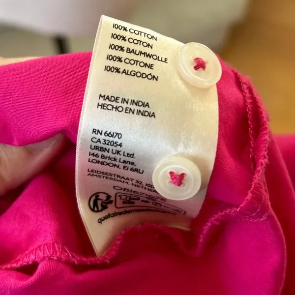Maeve Hot Pink Oversize Long Sleeve Button Down Cotton Blouse - Image 3