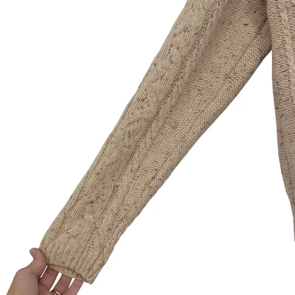 Artisan Knitwear Wool Blend Cable‎ Knit Sweater Medium Oatmeal Fisherman - Image 4