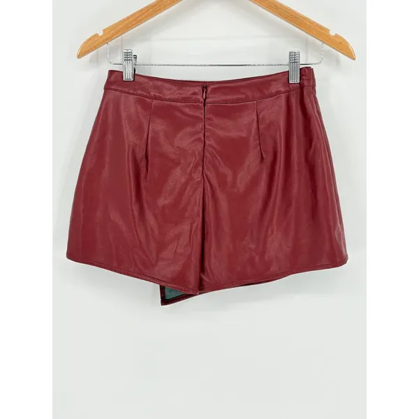 Sadie & Sage Night Vision Faux Leather Skort Womens Large Wine Red Wrap Mini NWT - Image 6