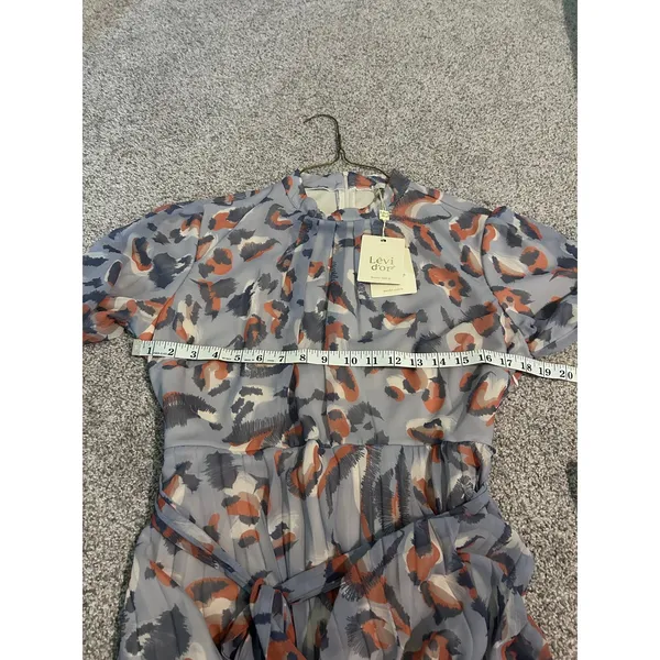 Lévi d'or‎ Women's Size 44 Leopard Print Maxi Dress Long Sleeve Pleated - Image 7