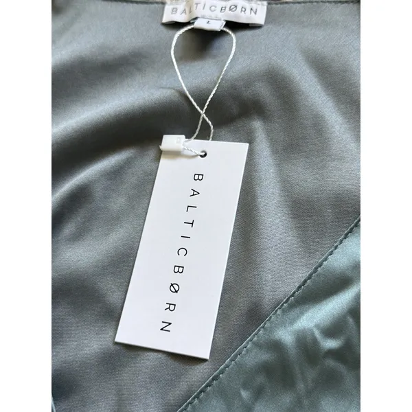 Baltic Born NWT Vara Satin Wrap Dress Womens Large Dusty Blue Maxi Party Wedding - Image 5
