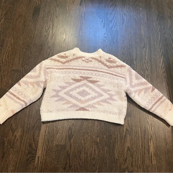 Altar'd State Cream and Pink Geometric Sweater - Image 9