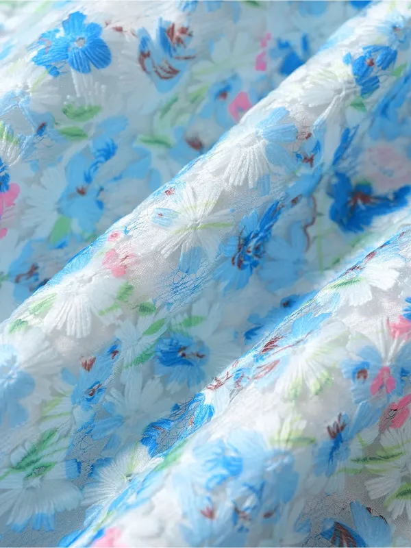 Rihoas Blue Floral Lace A-Line Skirt - Image 7