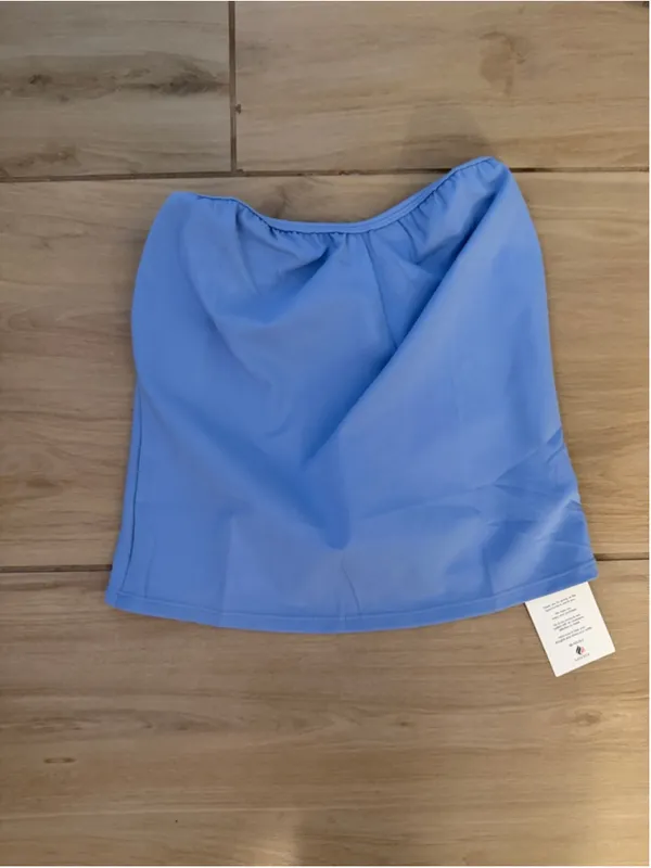 NEW Blue Y2K Tube Crop Top Backless Strapless Bandeau Sleeveless XL - Image 4