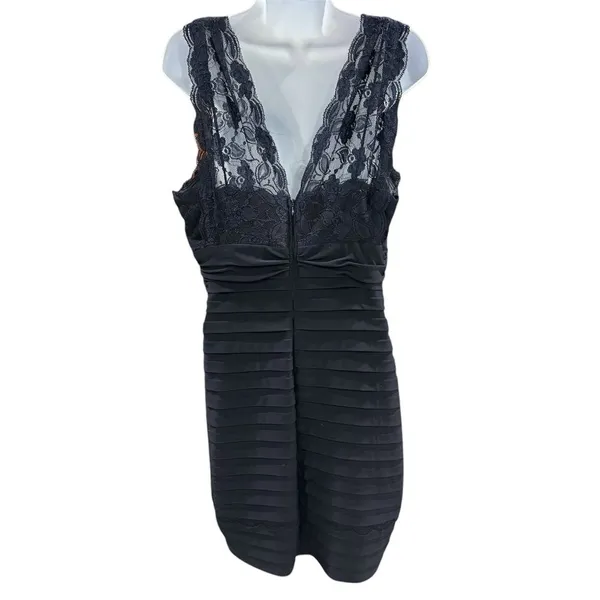 Betsy & Adam Navy Blue‎ Lace Bodycon Cocktail Dress Size 12 - Image 3