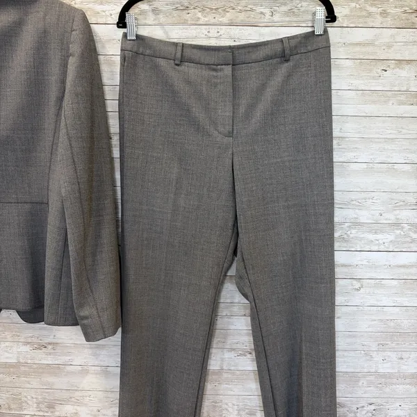 Antonio Melani Womens Pant Suit 2 Piece Gray 3 Button Raw Hem Trouser Topstitch - Image 12