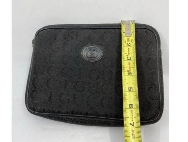 gucci vintage black fabric clutch - Image 4