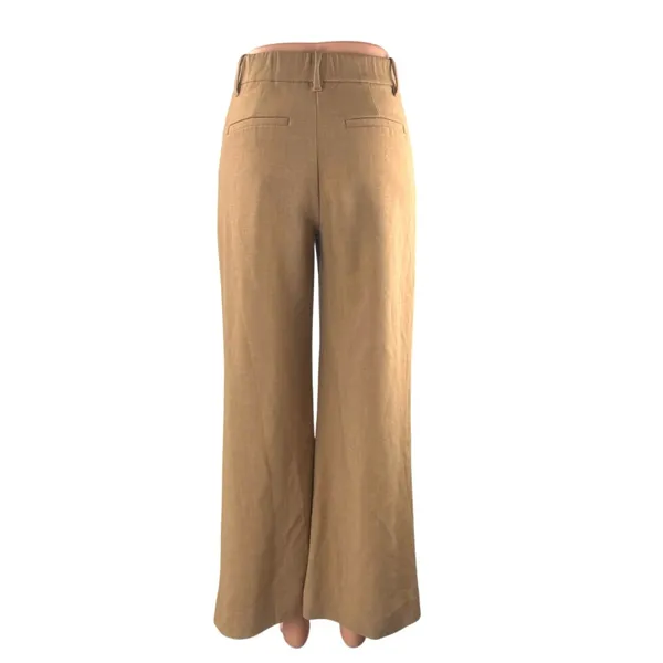 Abercrombie & Fitch Women's Tan Pleated Wide Leg High Rise Trousers Pants Sz 24 - Image 3