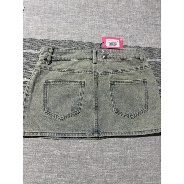 Edikted Blue Washed Denim Micro Mini Skirt Y2K Low Rise Size Small S15992 - Image 3