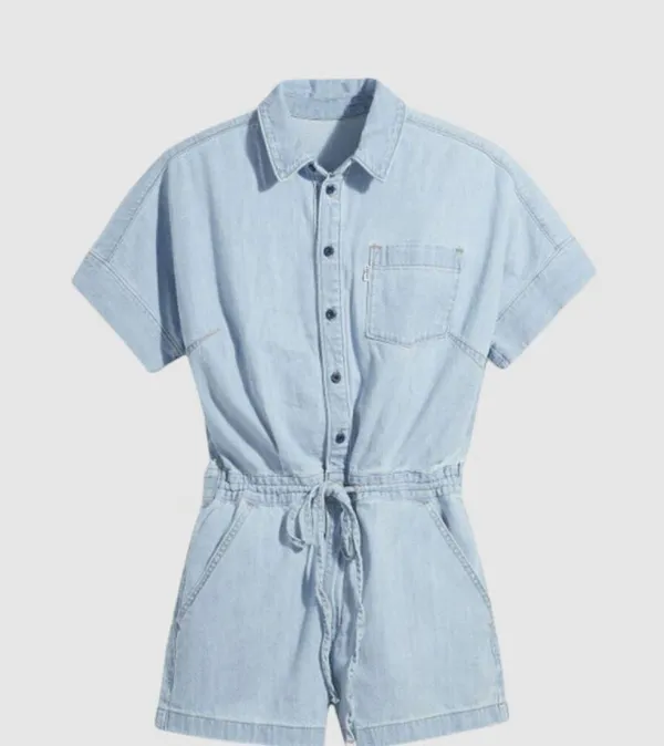 NWT LEVIS Roomy Overalls Romper Female Levis Light Jeans Color - Image 7