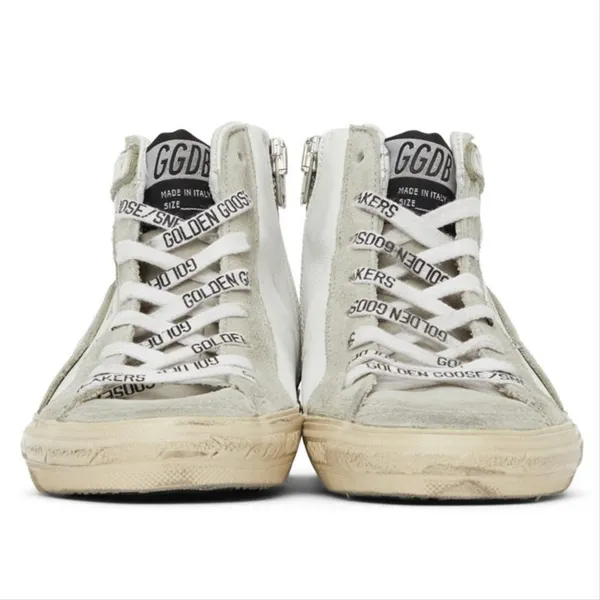 GOLDEN GOOSE Slide distressed leopard faux fur star leather sneakers - Image 2