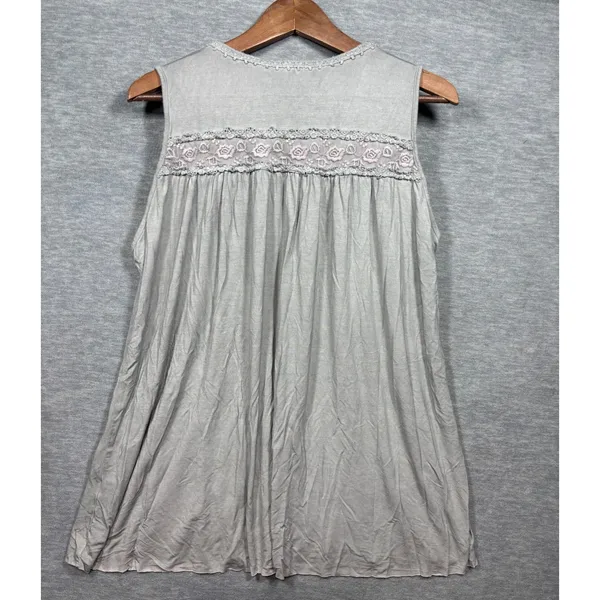 POL Clothing‎ Green Lace Strappy V-Neck Sleeveless Boho Flowy Tank Top L - Image 3