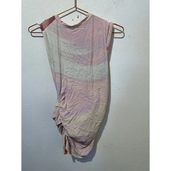 JONATHAN SIMKHAI Pink White Marble Draped Asymmetrical Top size Large - Image 6