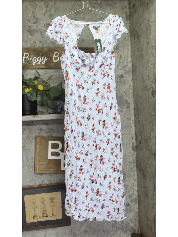 NWT Wild Fable Womens Flutter Cap Sleeve Maxi A-Line Dress 94460735 Light Blue M - Image 2