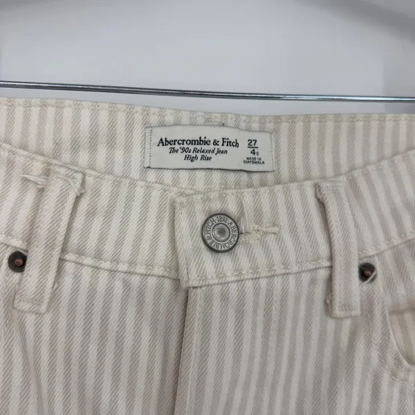 Abercrombie & Fitch 90s Relaxed Jean High Rise Striped Tan White 27 4S - Image 3