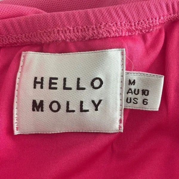 Hello Molly Pink‎ Ruched Halter Mini Dress Bodycon Twist Front US 6 - Image 3