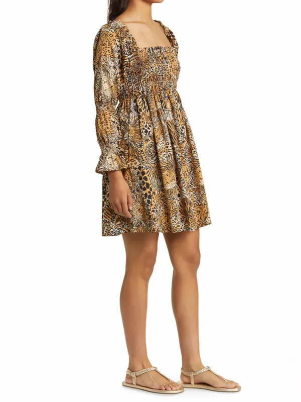 Lilly Pulitzer Beyonca Animal Print Babydoll Mini Dress Rattan Walk On The Wild - Image 8