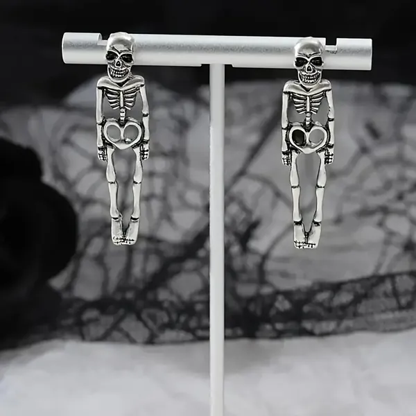 NEW skeleton earrings, punk jewelry, skeleton jewelry, goth jewelry, dangle - Image 2