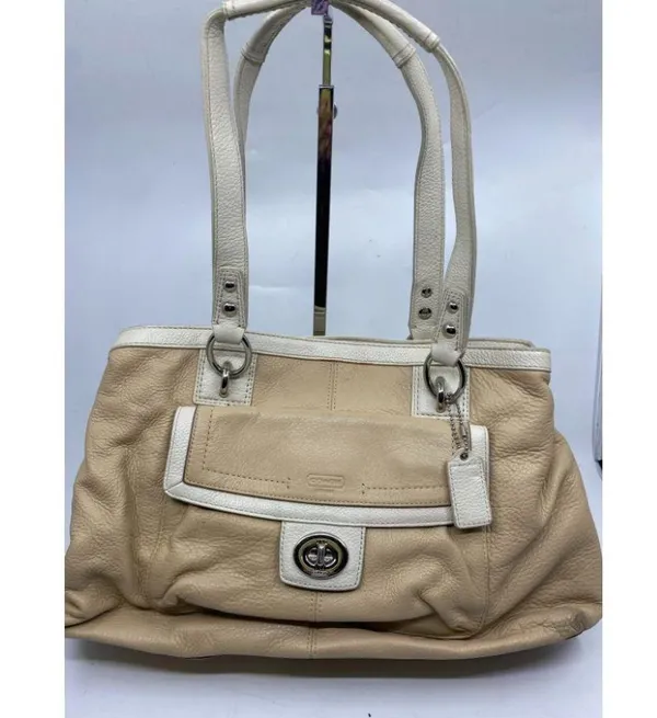 COACH Medium/ Large Leather Tan White Shoulder Bag - Image 2