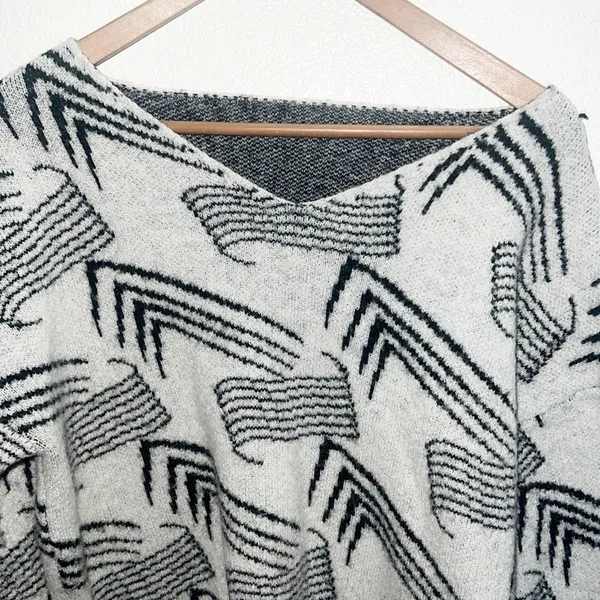 Shein Women’s Abstract Design Wide V Neck Sweater - Image 2