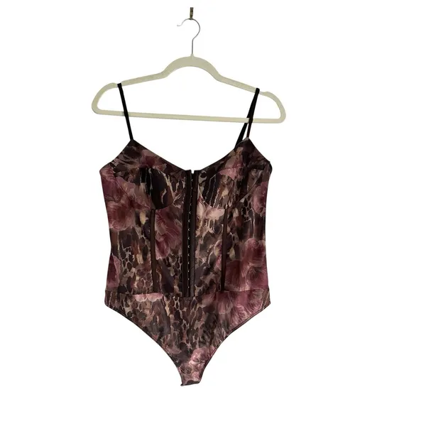 NWT Free People Night Rhythm corset Bodysuit in Shaved Chocolate Combo Size XL - Image 2