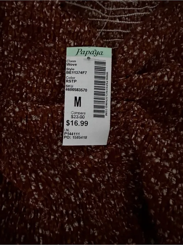 Papaya Brown Floral Long Sleeve Size Medium 0561 - Image 2
