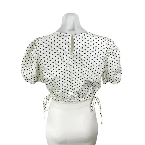 NEW Vineyard Vines Resort Stretch Polka Dot Puff Sleeve Crop Blouse Top Size S - Image 4