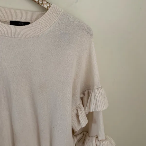 J. Crew crew pullover Cream ruffle sweater - Image 7