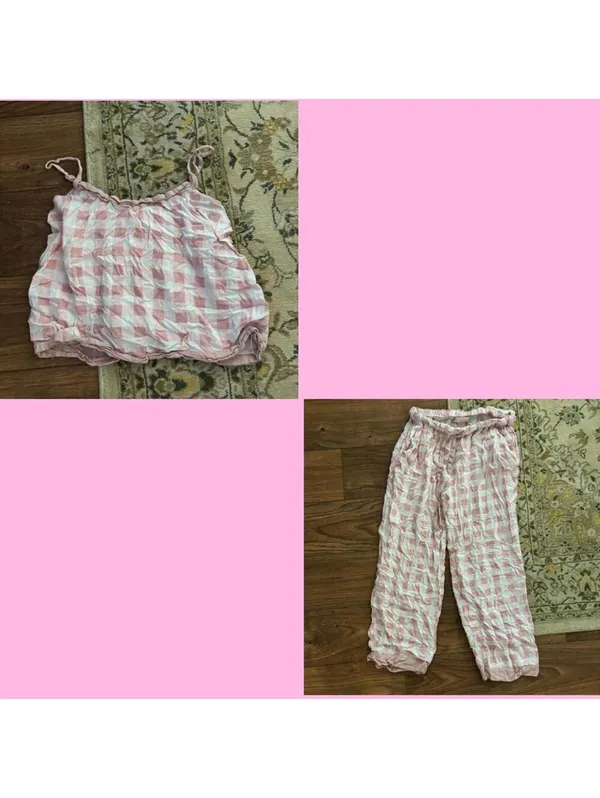 GUC SoHo Apparel Pink Plaid Pajama 2 Piece Tank Top And Pant Set - Image 2