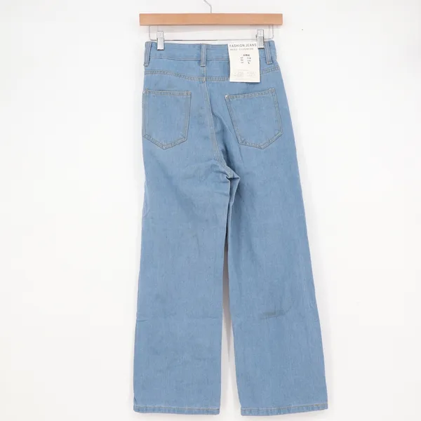 Fashion Jeans Light Wash High Waisted Wide Leg Denim Pants Size Small - Image 5