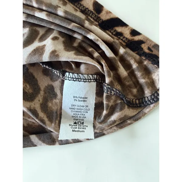 Audrey 3+1 Leopard Print Mini Dress Brown Black Tie Shoulder Medium NWOT - Image 4